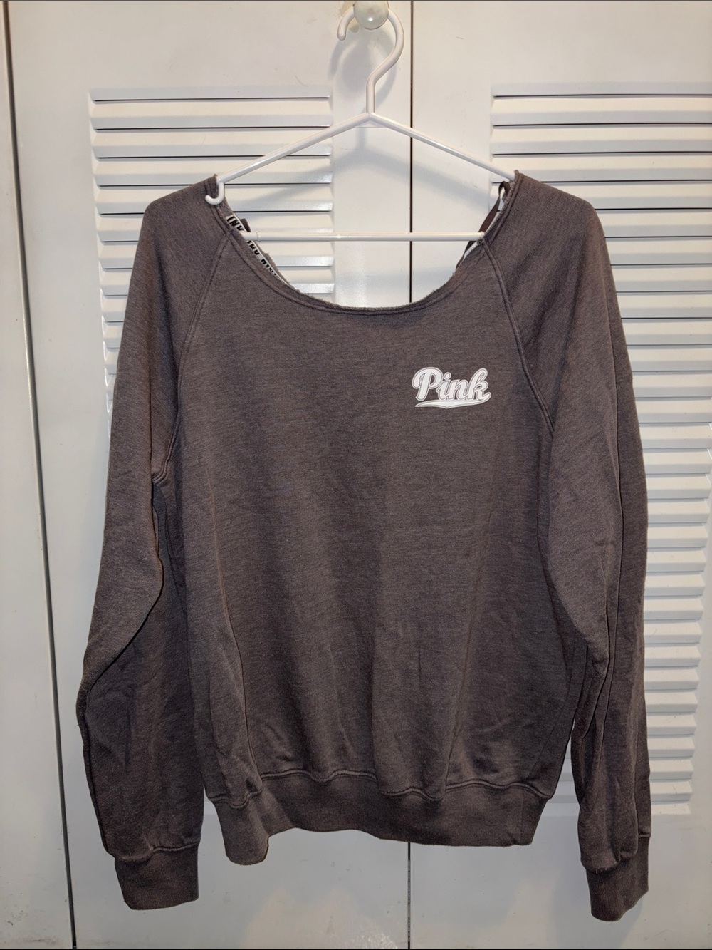 PINK Crewneck Sweatshirt in Charcoal Gray